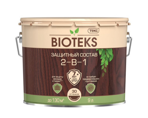 Антисептик Текс Bioteks 2-в-1 декоративный для дерева бесцветный 9 л