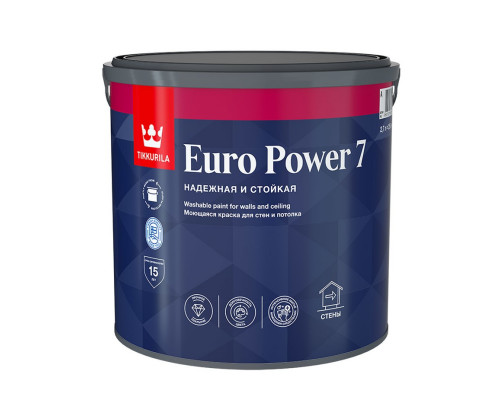 Краска моющаяся Tikkurila Euro Power 7 база А белая 2,7 л