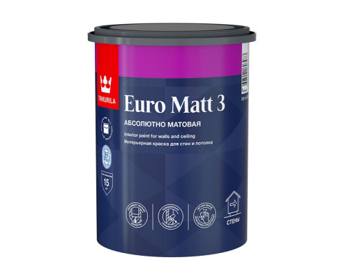 Краска интерьерная Tikkurila Euro Matt 3 белая 0,9 л